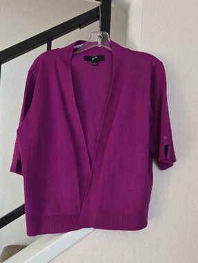 GNW Magenta Open-Front Short-Sleeve Cardigan Size L